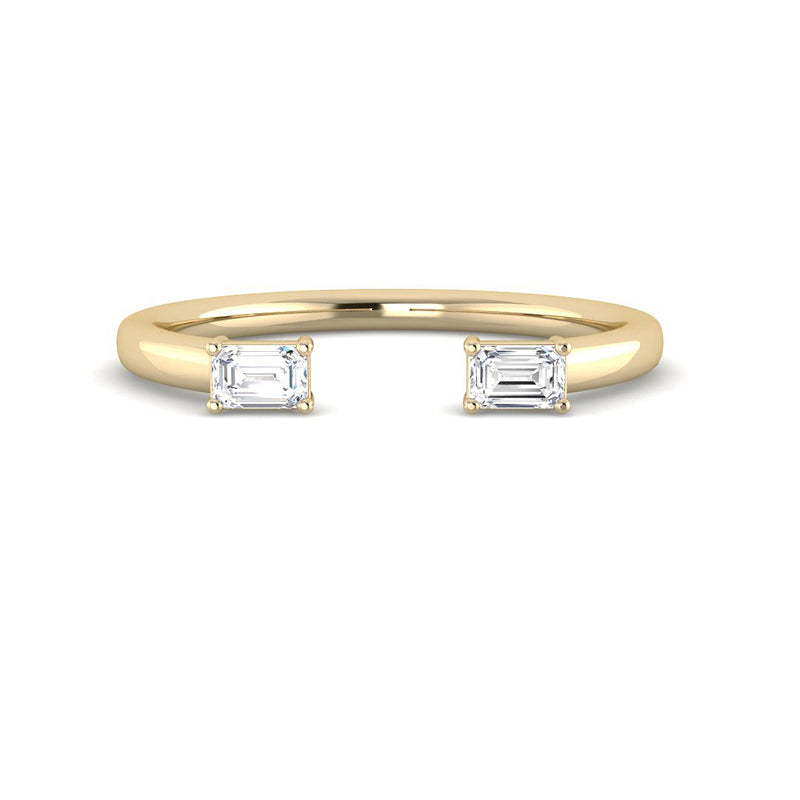 Open Wedding Band w. Baguette Diamonds (Yellow Gold)