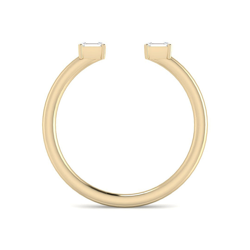 Open Wedding Band w. Baguette Diamonds (Yellow Gold)