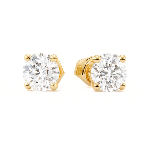 Solitaire Diamond Ear Studs (Yellow Gold)
